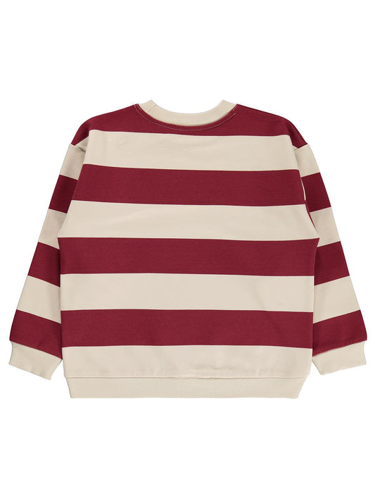 Civil Erkek Çocuk Kalın Çizgili Basic Sweatshirt | 2 İp Uzun Kol | Okul Kreş ve Günlük Kullanım - Bordo