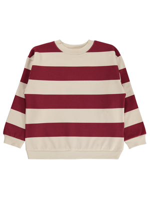 Civil Boys Kalın Çizgili Basic 10-13 Yaş Sweatshirt - Bordo