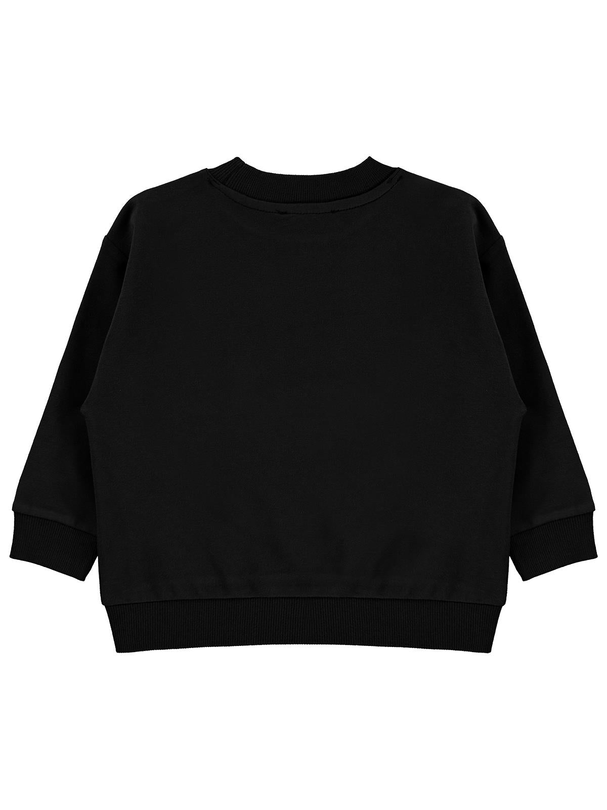 Civil Erkek Çocuk Basic Sweatshirt | Fırçalı 2 İp Uzun Kol | Okul Kreş ve Günlük Kullanım - Siyah