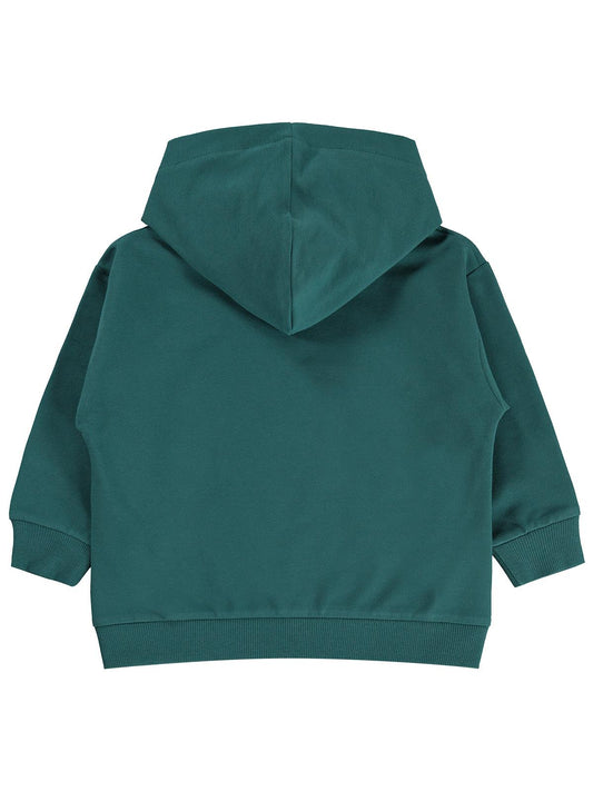 Civil Boys Erkek Çocuk Basic Kapşonlu Sweatshirt | Fırçalı 2 İp Uzun Kol | Okul Kreş ve Günlük Kullanım - Yeşil