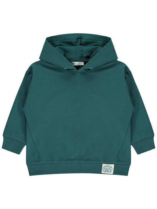 Civil Boys Erkek Çocuk Basic Kapşonlu Sweatshirt | Fırçalı 2 İp Uzun Kol | Okul Kreş ve Günlük Kullanım - Yeşil