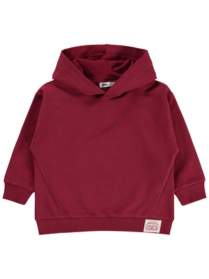 Civil Boys Erkek Çocuk Basic Kapşonlu Sweatshirt | Fırçalı 2 İp Uzun Kol | Okul Kreş ve Günlük Kullanım - Bordo