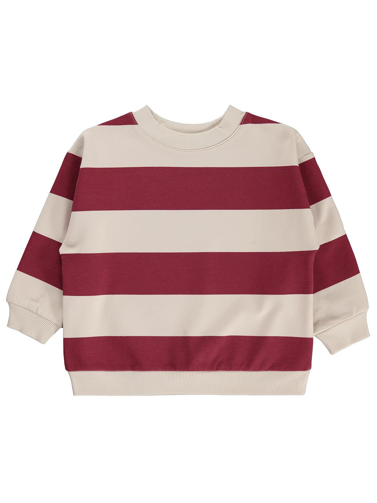 Civil Boys Kalın Çizgili Basic 2-5 Yaş Sweatshirt - Bordo