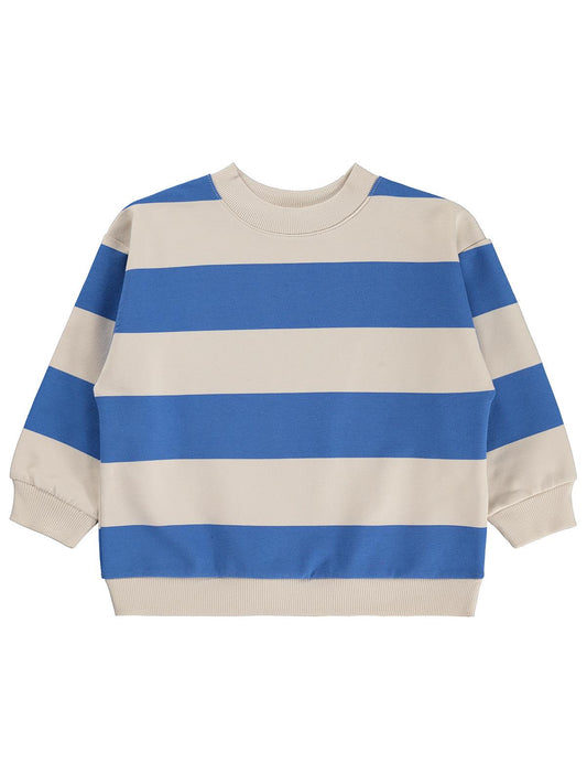Civil Erkek Çocuk Kalın Çizgili Basic Sweatshirt | 2 İp Uzun Kol | Okul Kreş ve Günlük Kullanım - Mavi