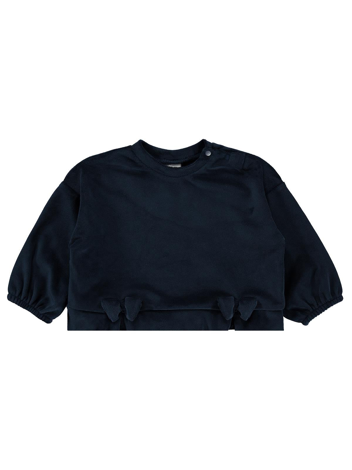 Civil Baby Fransız Kadife Fiyonklu 6-18 Ay Sweatshirt - Lacivert