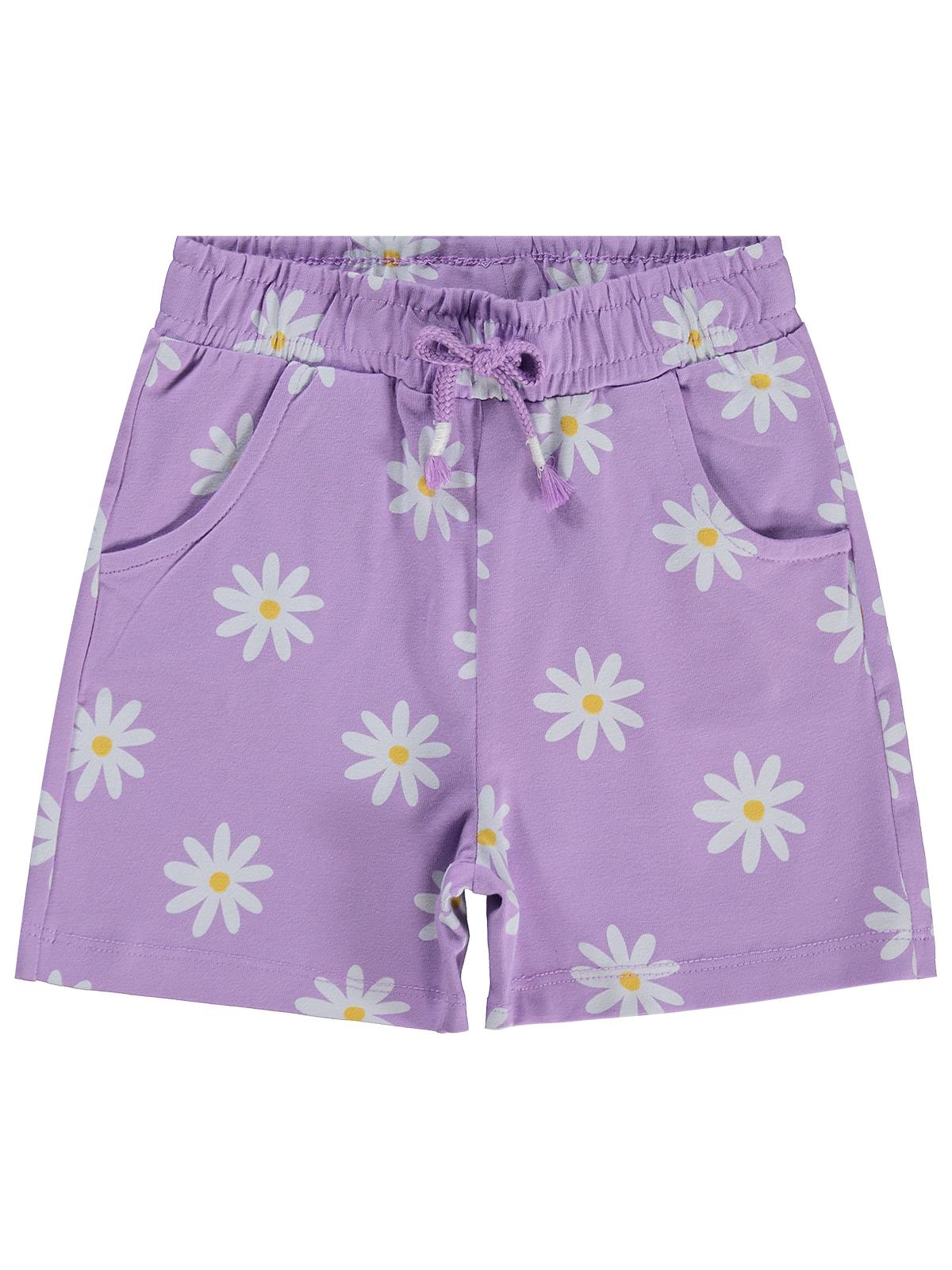 Civil Girls Papatya Desenli 2-5 Yaş Şort - Lila