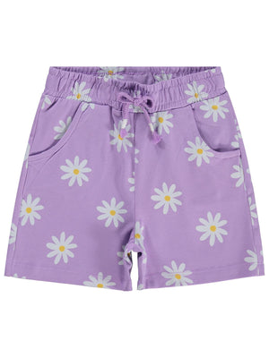 Civil Girls Papatya Desenli 2-5 Yaş Şort - Lila