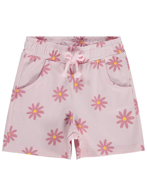 Civil Girls Papatya Desenli 2-5 Yaş Şort - Pudra