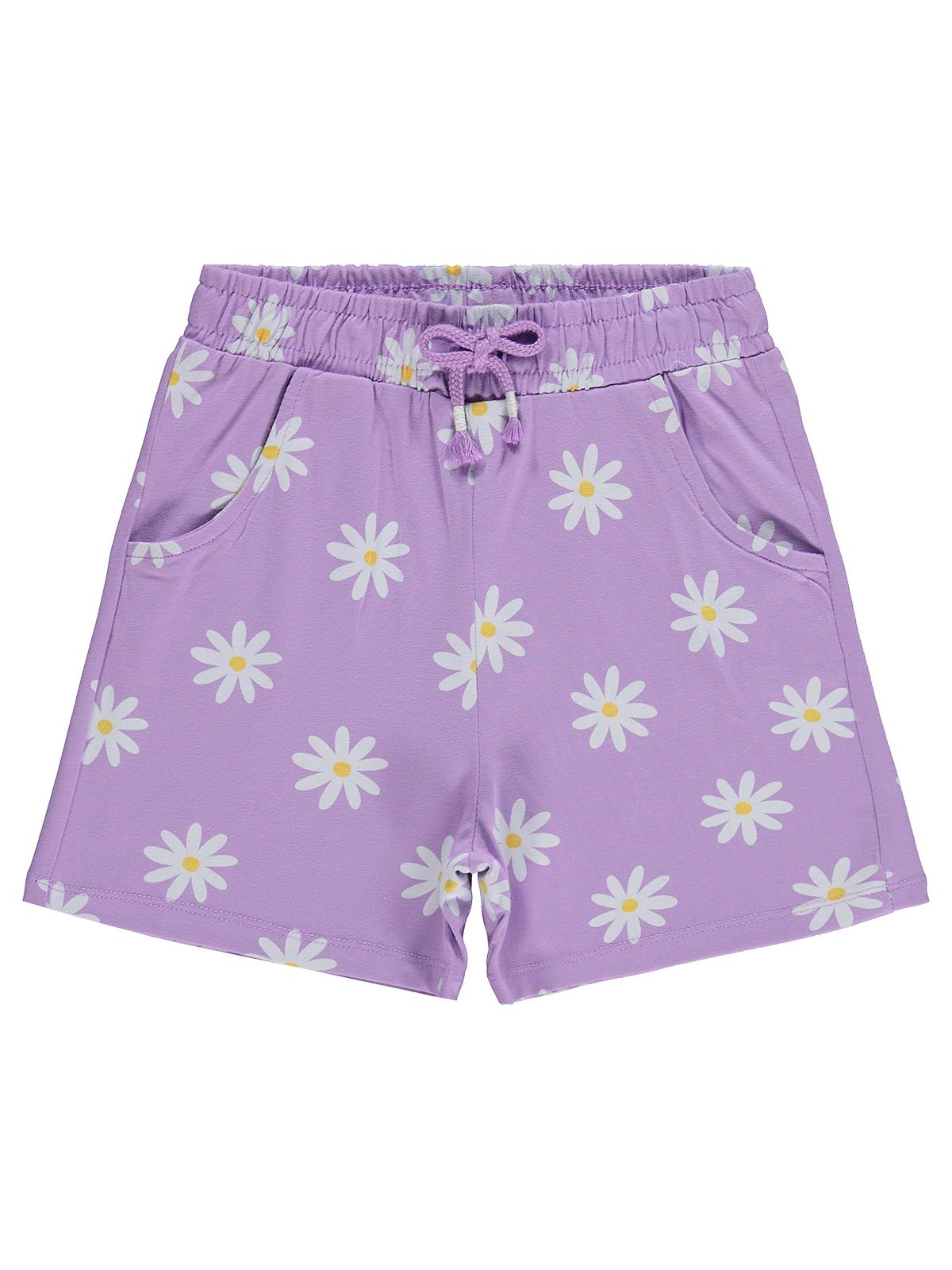 Civil Girls Papatya Desenli 6-9 Yaş Şort - Lila