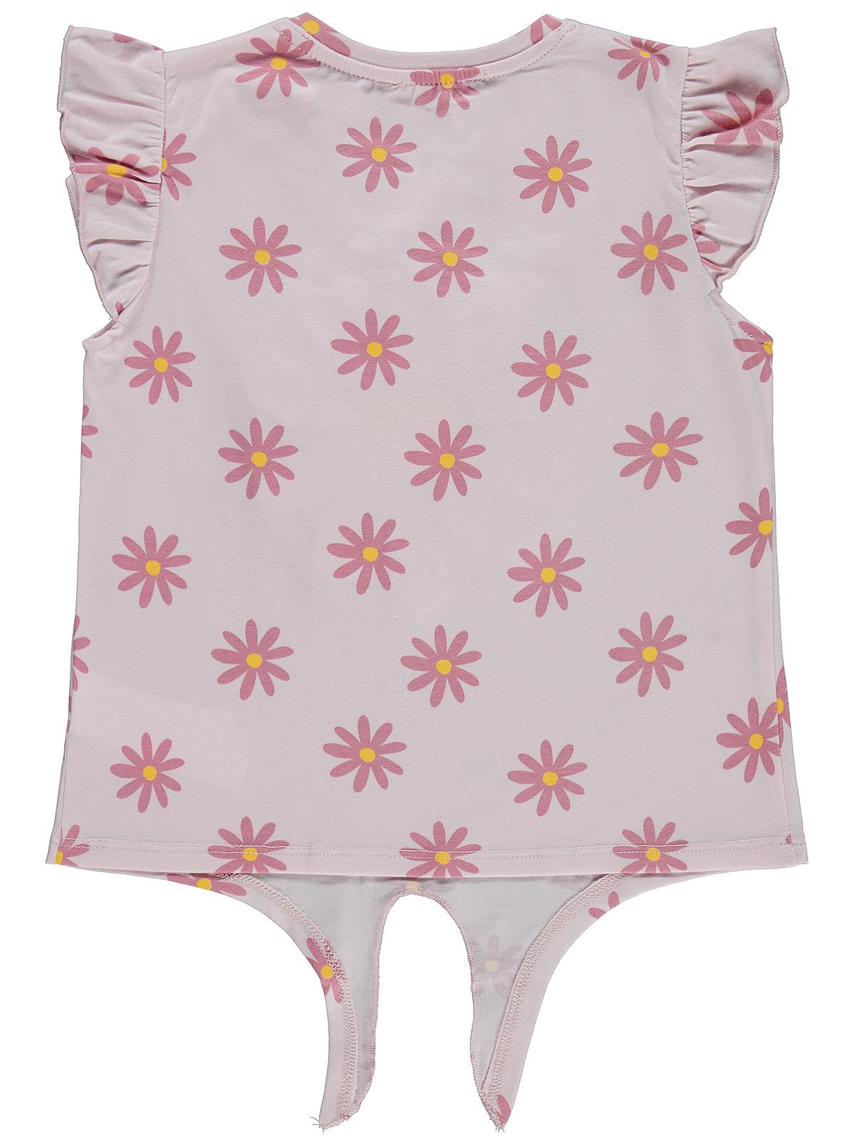 Civil Girls Papatya Desenli 6-9 Yaş Tişört - Pudra