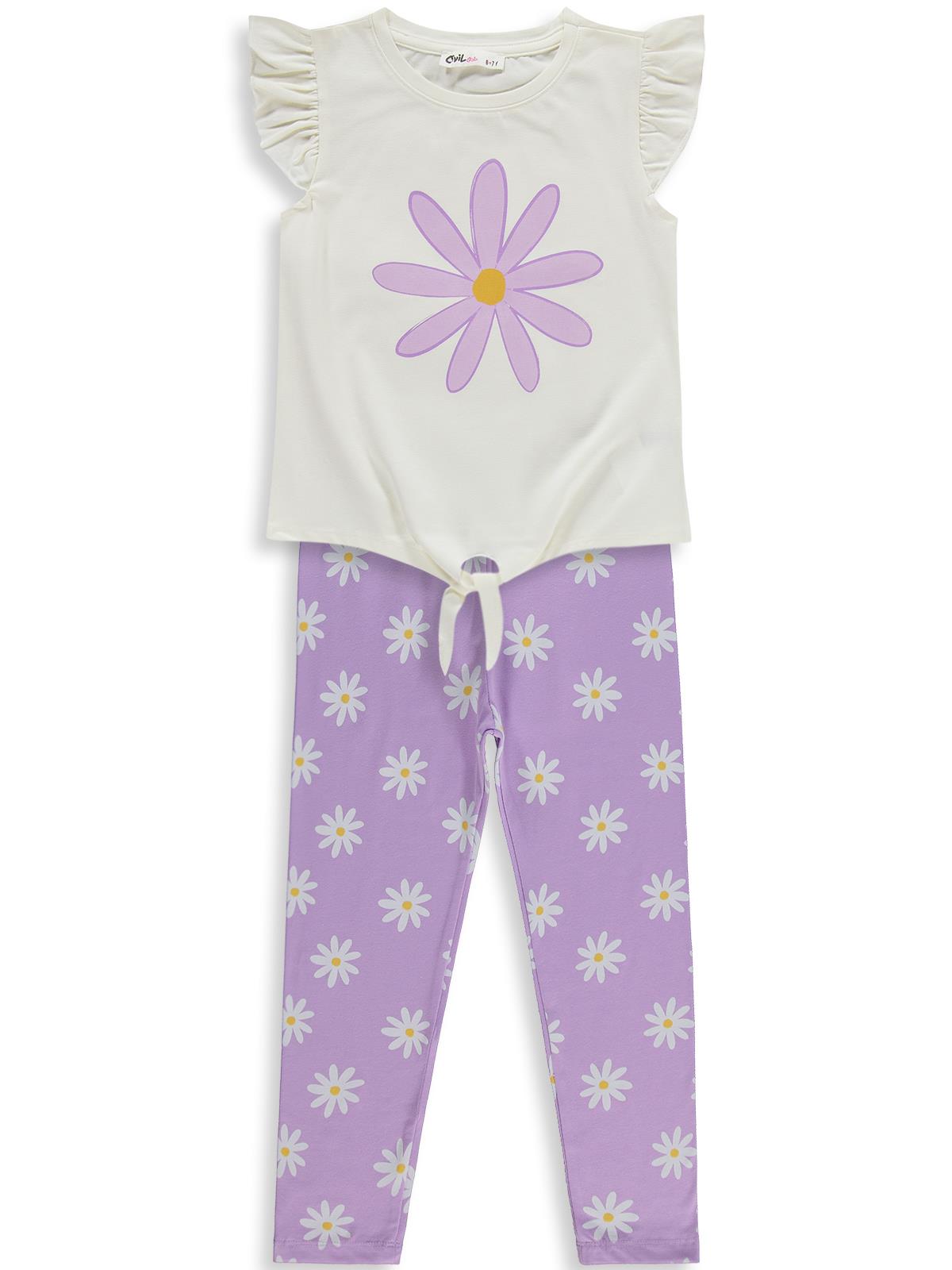 Civil Girls Papatya Desenli 6-9 Yaş Takım - Gri