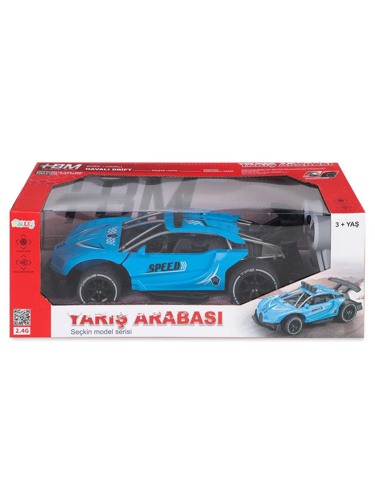 Seher Oyuncak Büyük Boy 1:14 Yarışçı Uzaktan Kumandalı Araba 2.4G Işıklı Ve Duman Atan - Mavi