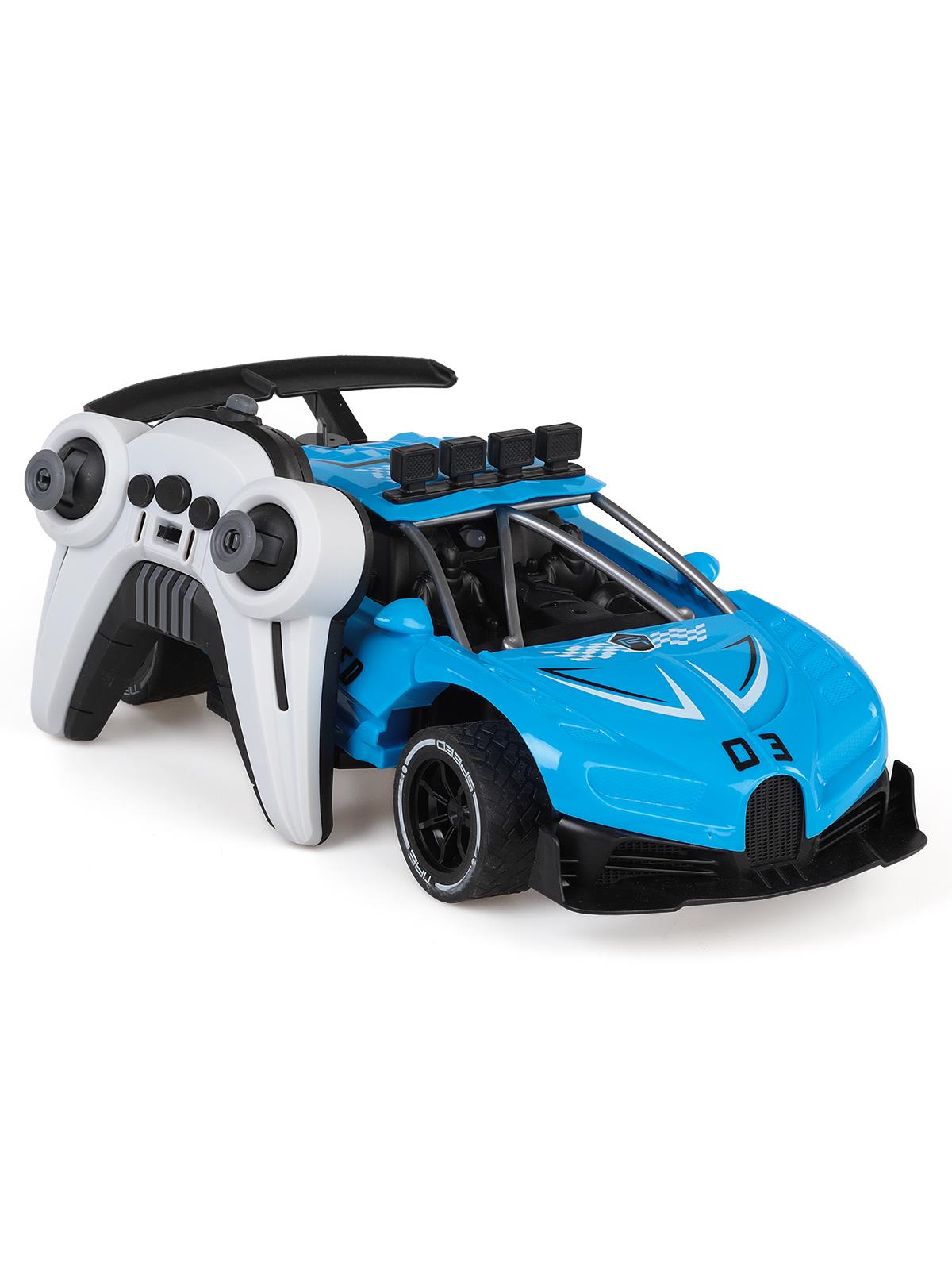 Seher Oyuncak Büyük Boy 1:14 Yarışçı Uzaktan Kumandalı Araba 2.4G Işıklı Ve Duman Atan - Mavi