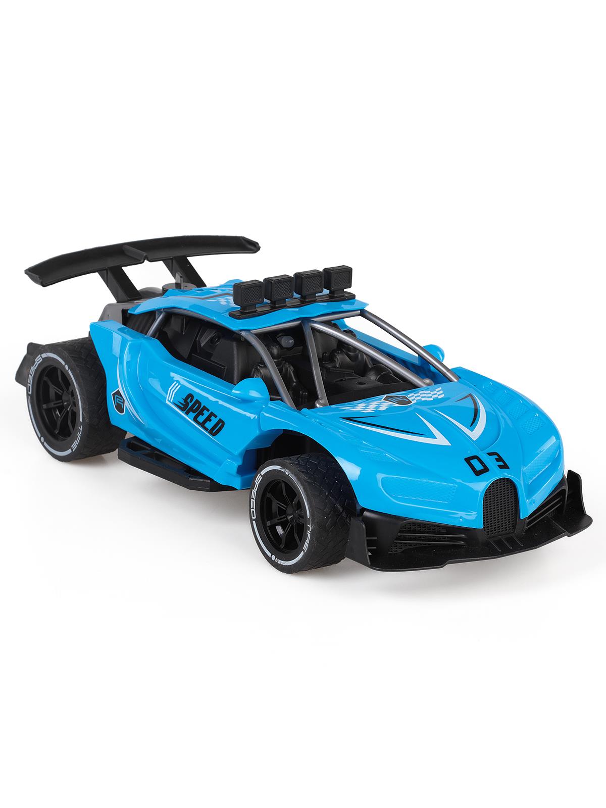 Seher Oyuncak Büyük Boy 1:14 Yarışçı Uzaktan Kumandalı Araba 2.4G Işıklı Ve Duman Atan - Mavi