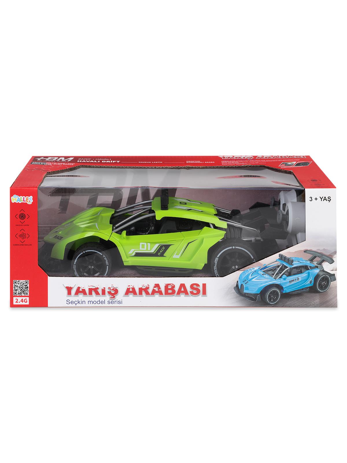 Seher Oyuncak Büyük Boy 1:14 Yarışçı Uzaktan Kumandalı Araba 2.4G Işıklı Ve Duman Atan - Yeşil