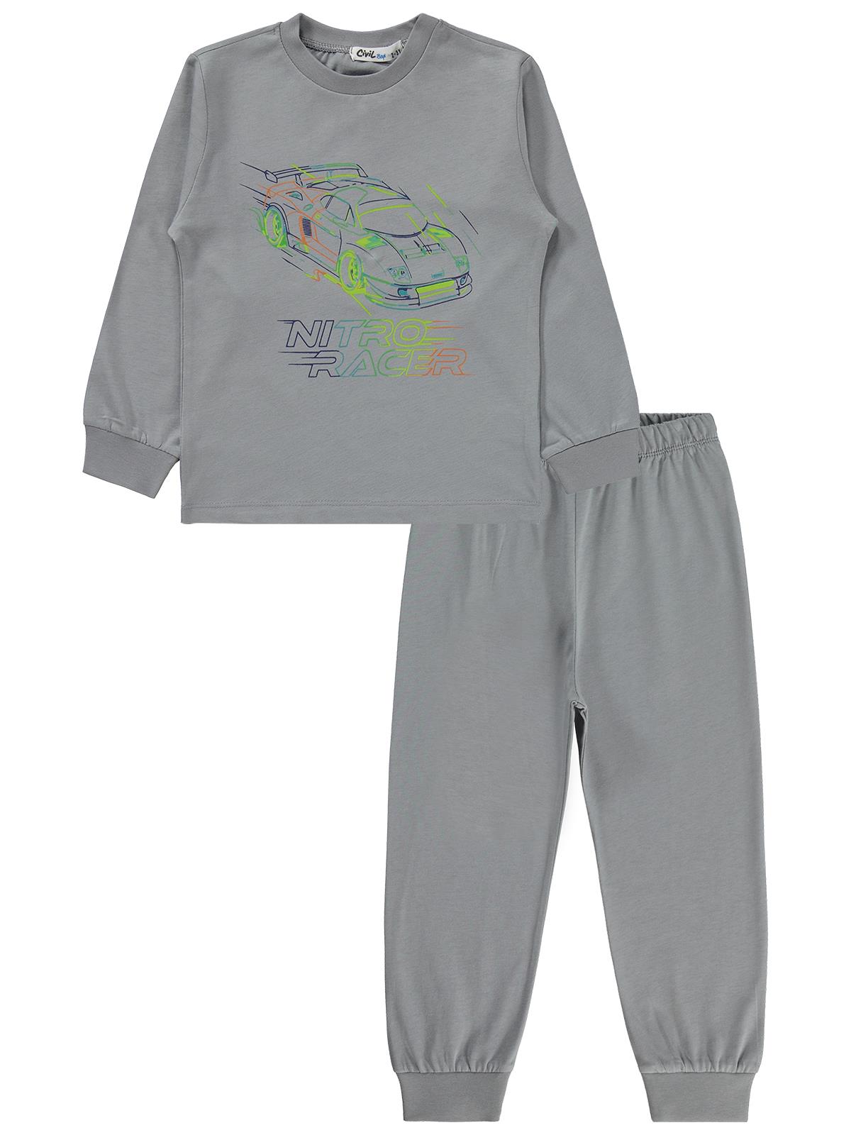 Civil Boys Araba Baskılı 2-5 Yaş Pijama Takımı - Gri