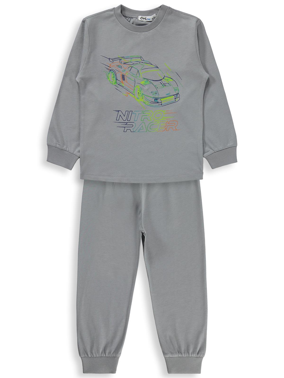 Civil Boys Araba Baskılı 2-5 Yaş Pijama Takımı - Gri