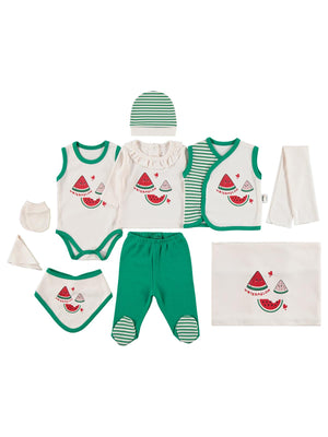 Civil Baby Karpuz Baskılı  Zıbın Setleri - Ekru
