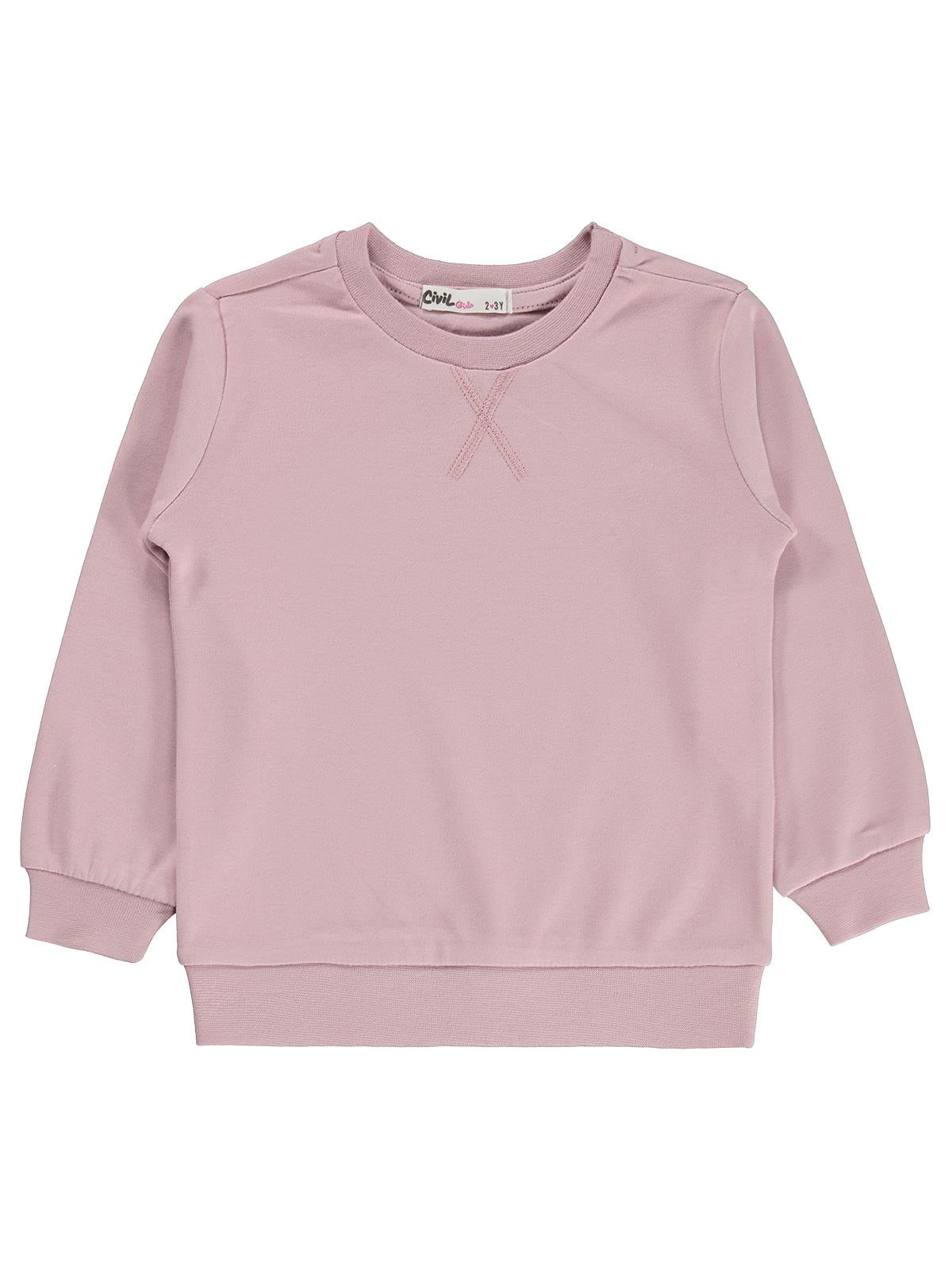 Civil Kız Çocuk Düz Sweatshirt | İnterlok Uzun Kol Bisiklet Yaka | Okul Kreş ve Günlük Kullanım - Lila