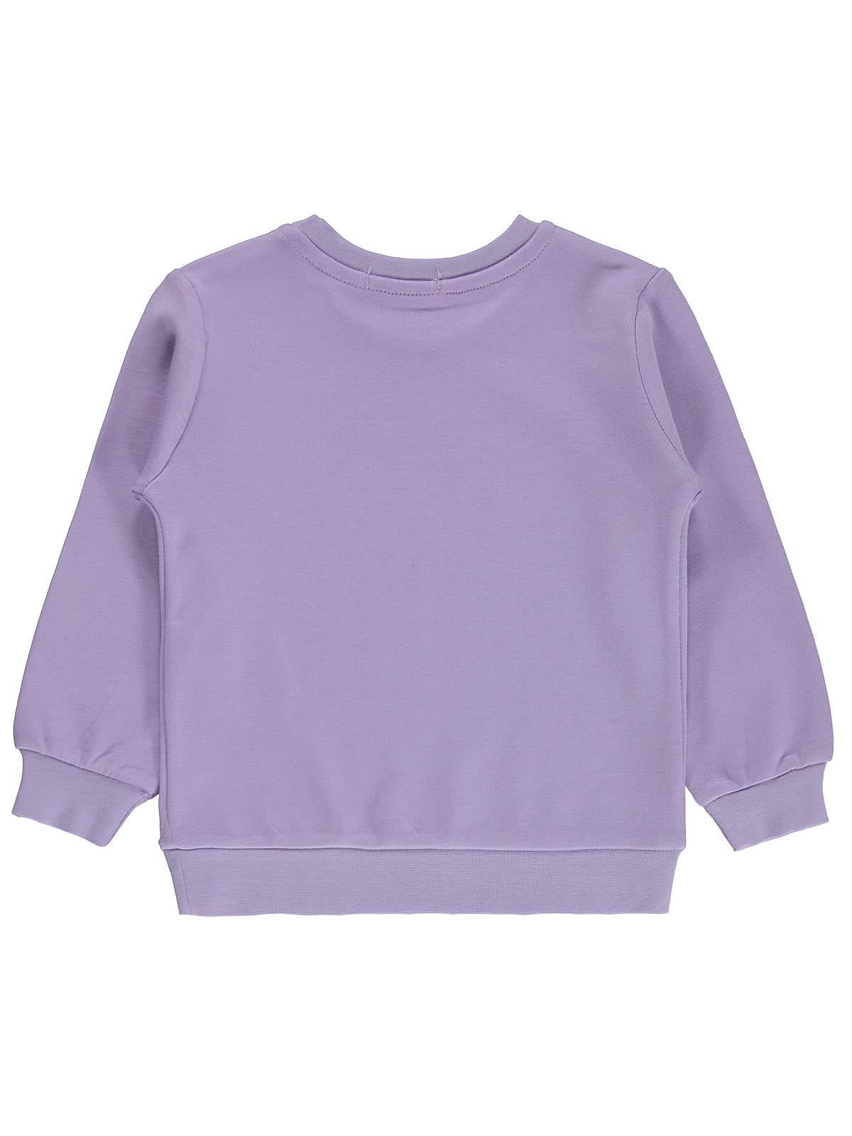 Civil Kız Çocuk Düz Sweatshirt | İnterlok Uzun Kol Bisiklet Yaka | Okul Kreş ve Günlük Kullanım - Lila