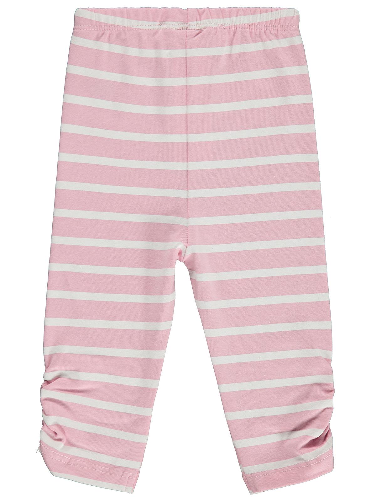 Civil Baby Kalp Nakışlı Çizgili 6-18 Ay Tayt - Pembe