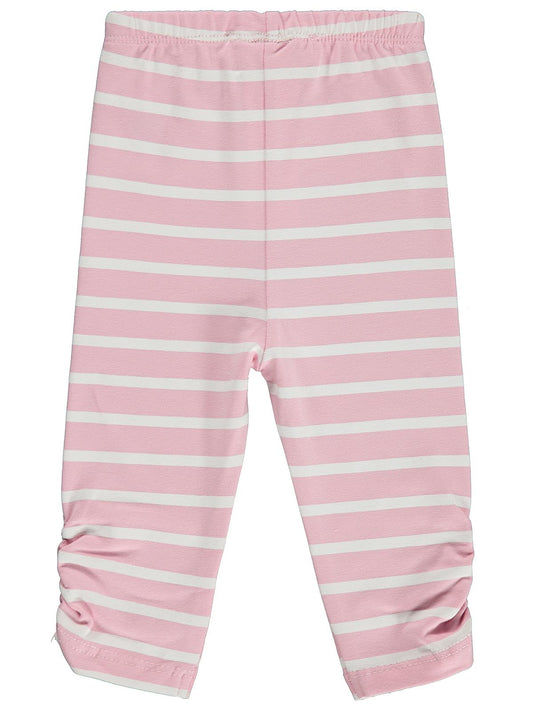 Civil Baby Kalp Nakışlı Çizgili 6-18 Ay Tayt - Pembe