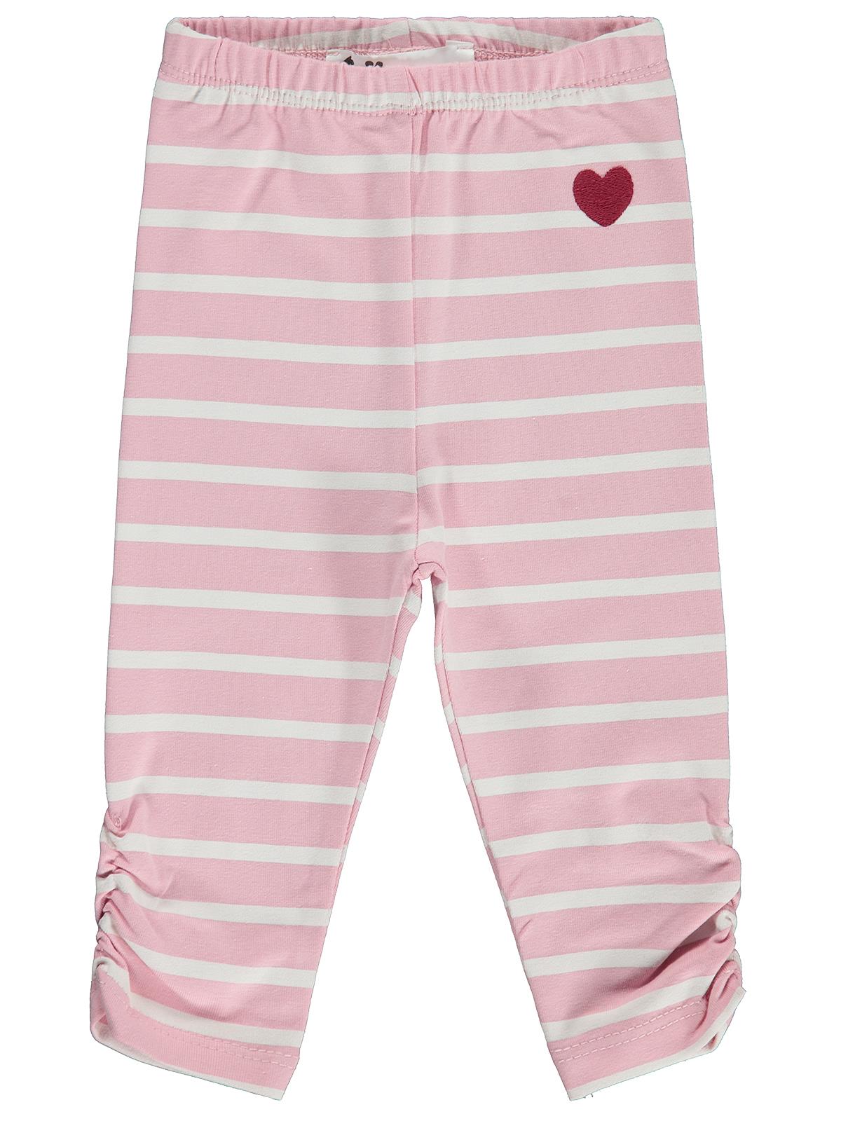 Civil Baby Kalp Nakışlı Çizgili 6-18 Ay Tayt - Pembe