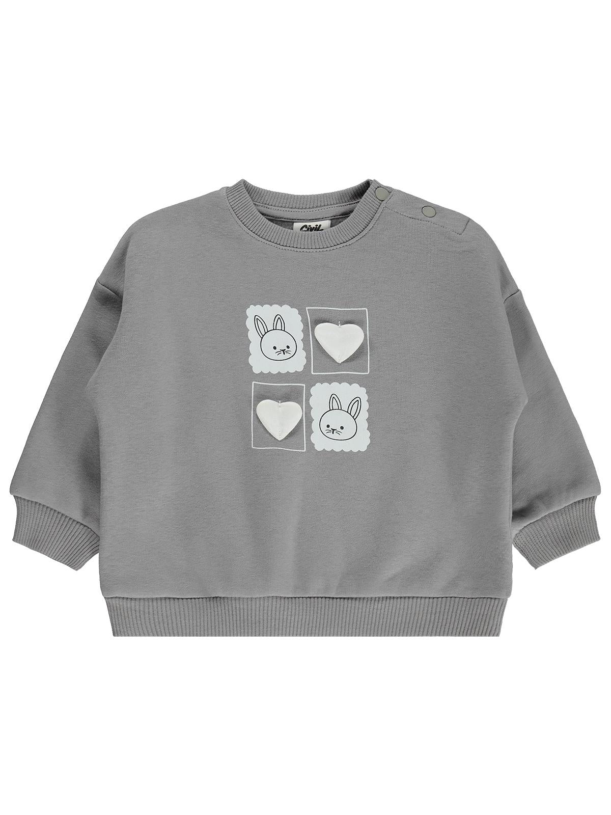 Civil Baby Tavşan Oyuncaklı 6-18 Ay Sweatshirt - Gri