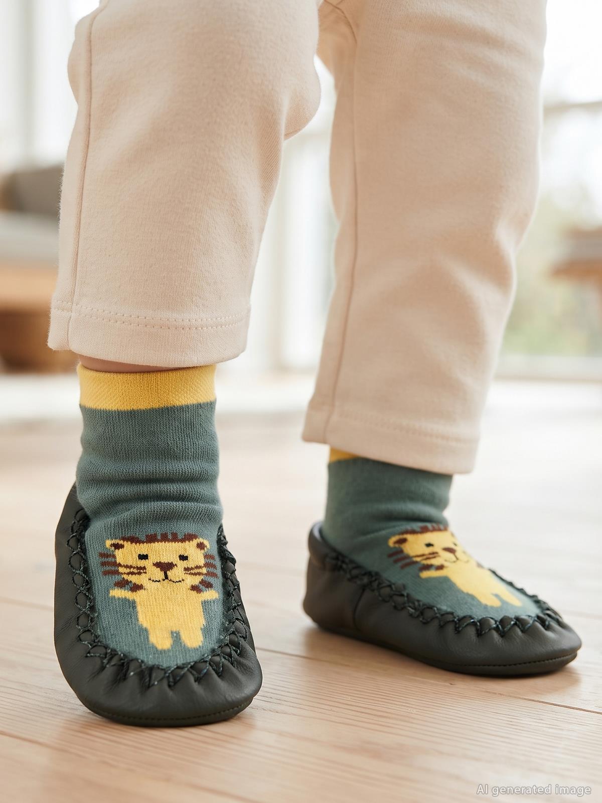 Civil Baby Lion Bebek Erkek Havlu Çarık Çorap 12-36 Ay