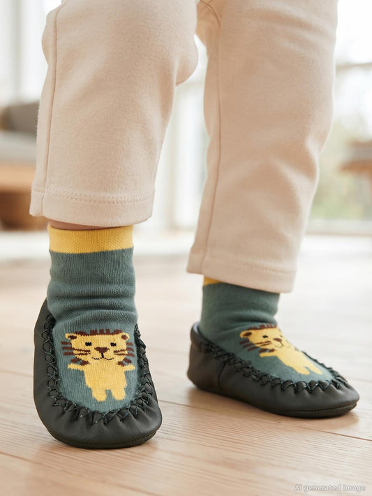 Civil Baby Lion Bebek Erkek Havlu Çarık Çorap 12-36 Ay