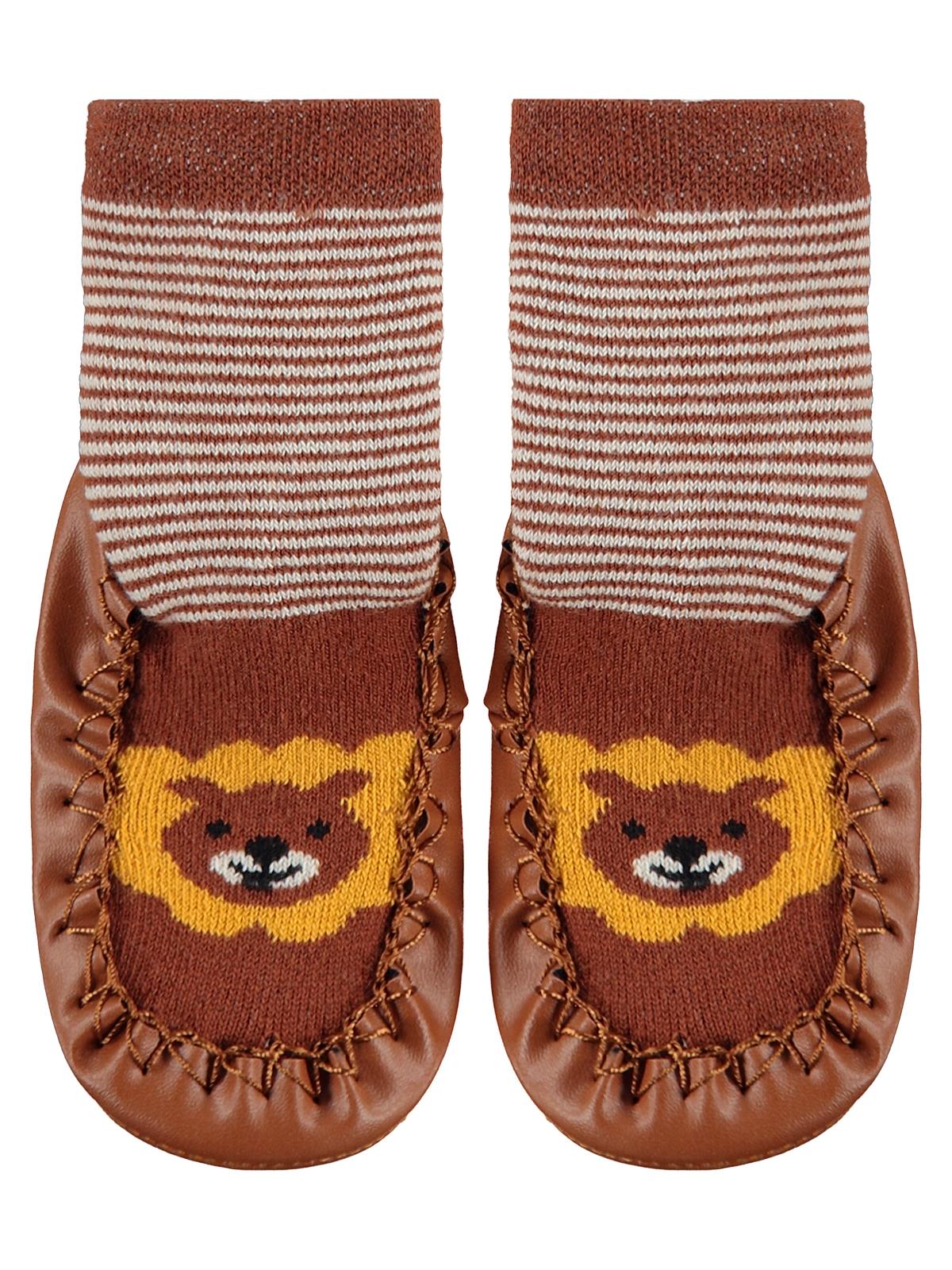 Civil Baby Çizgili Animal Bebek Erkek Havlu Çarık Çorap 12-36 Ay