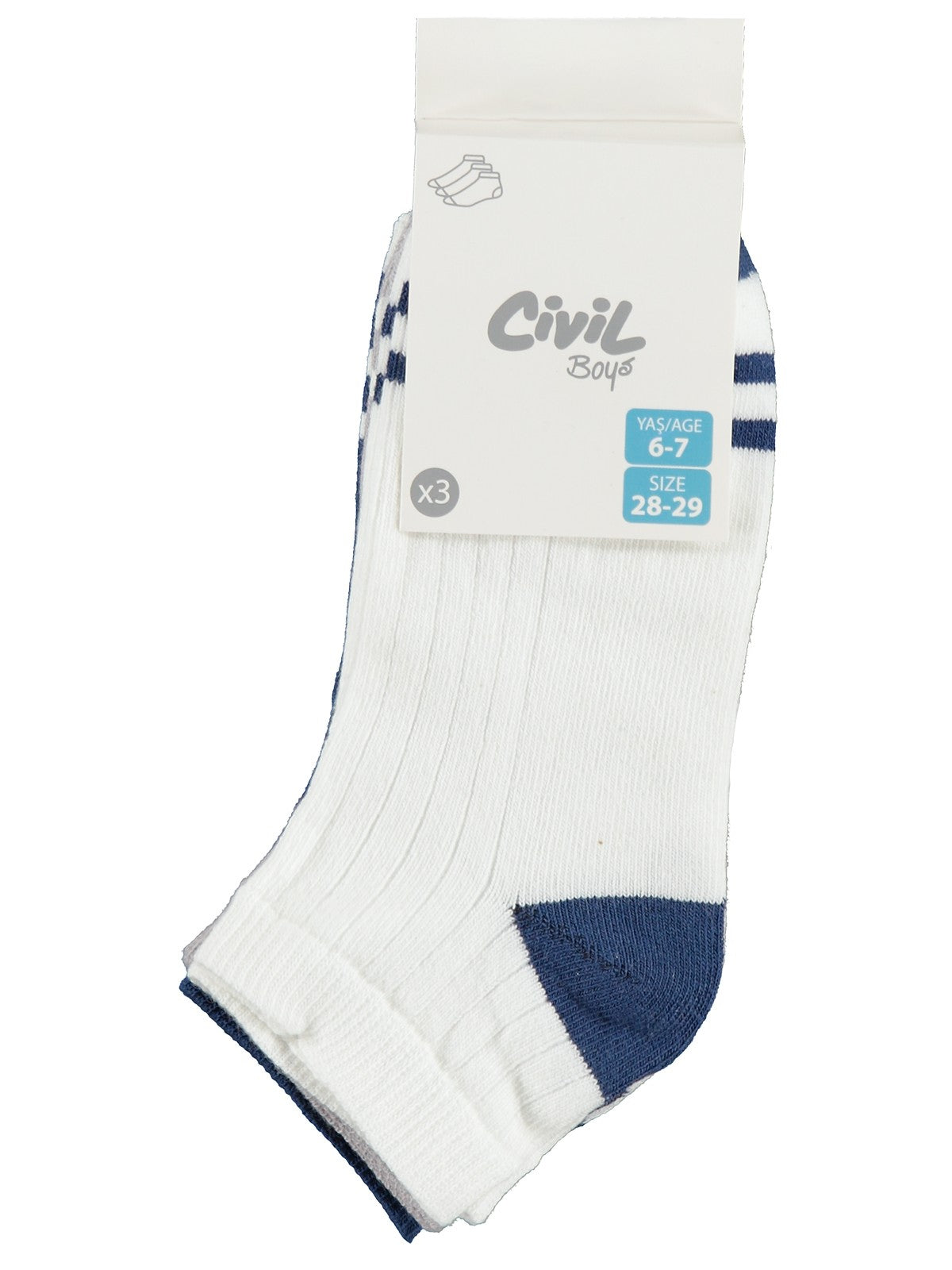 Civil Boys Soft Basic 3'lü 2-12 Yaş Erkek Çocuk Patik Çorap
