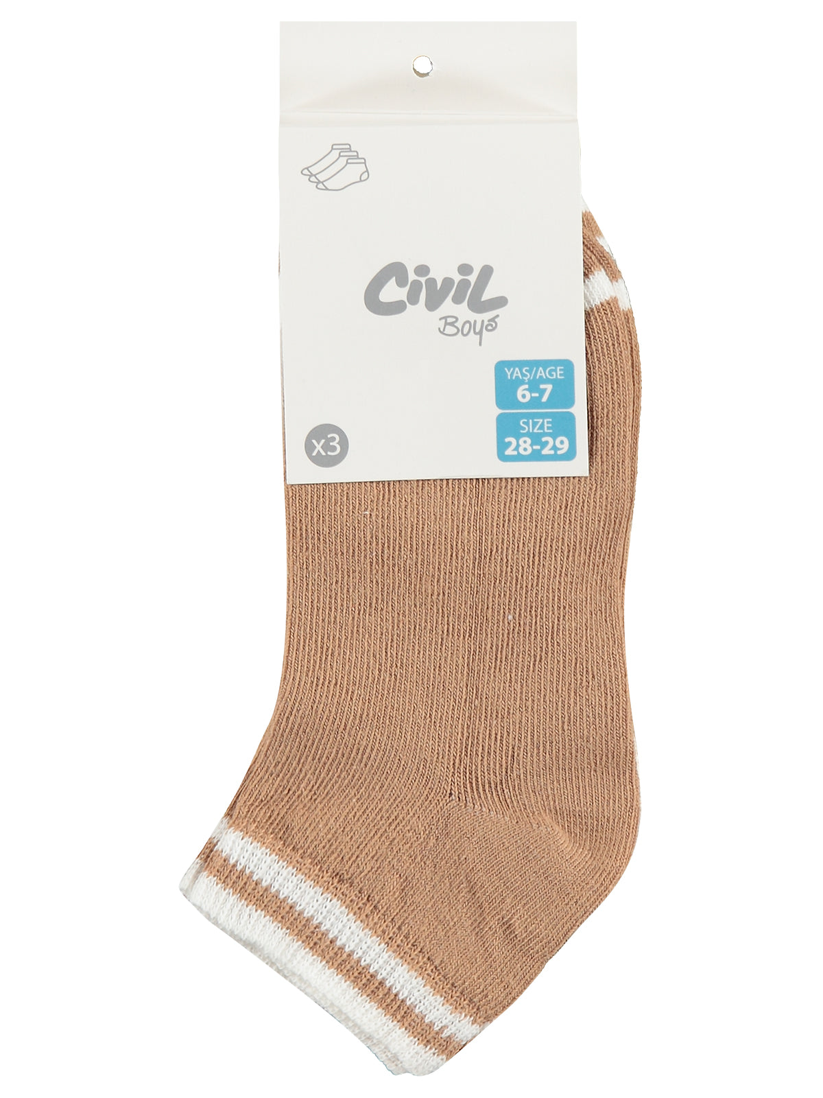 Civil Boys Basic Natural 3'lü 2-12 Yaş Erkek Çocuk Patik Çorap