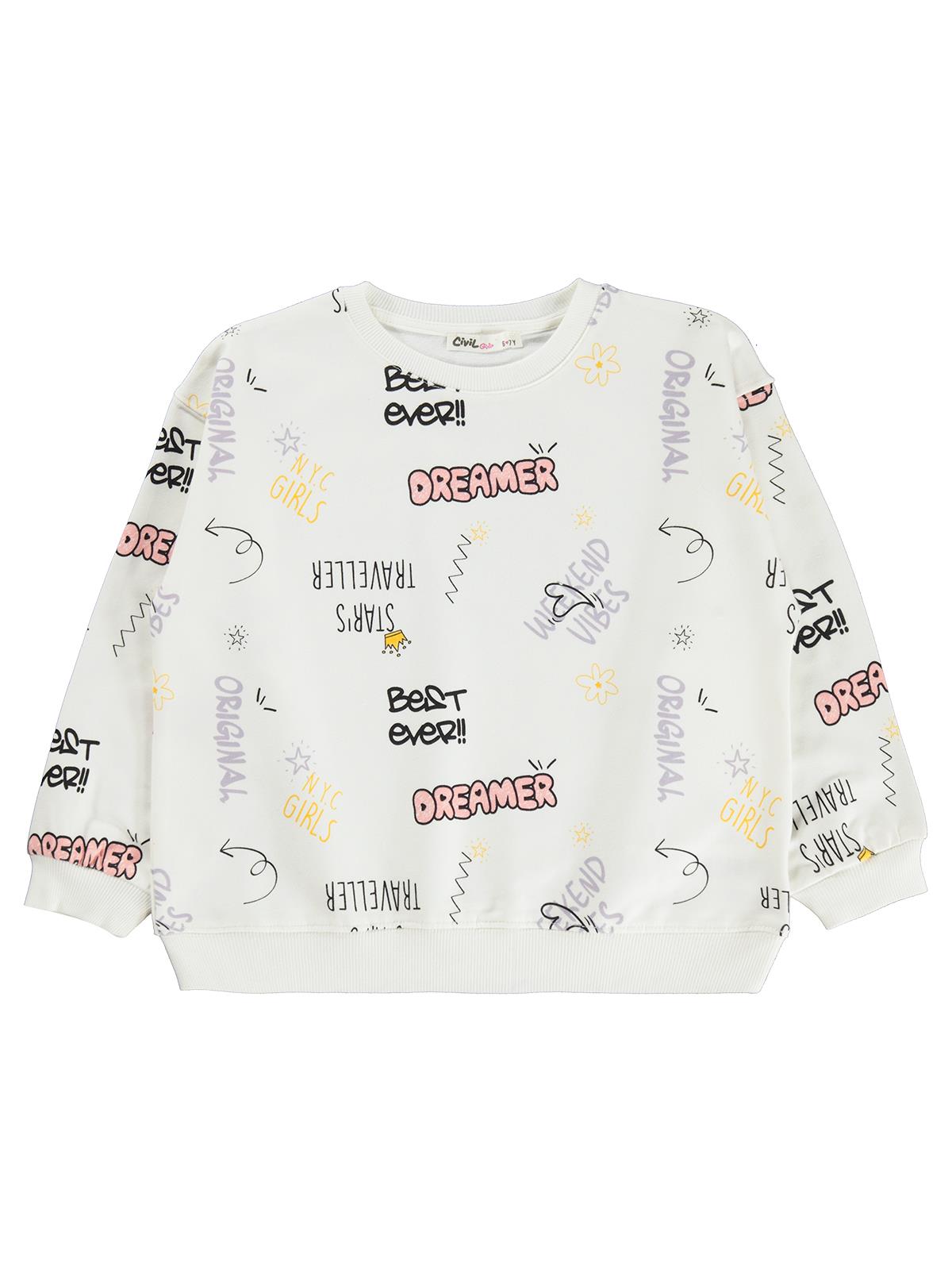 Civil Girls Best Ever Baskılı 6-9 Yaş Sweatshirt - Ekru
