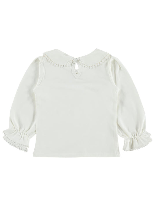 Civil Girls Dantel Şeritli 2-5 Yaş Sweatshirt - Ekru