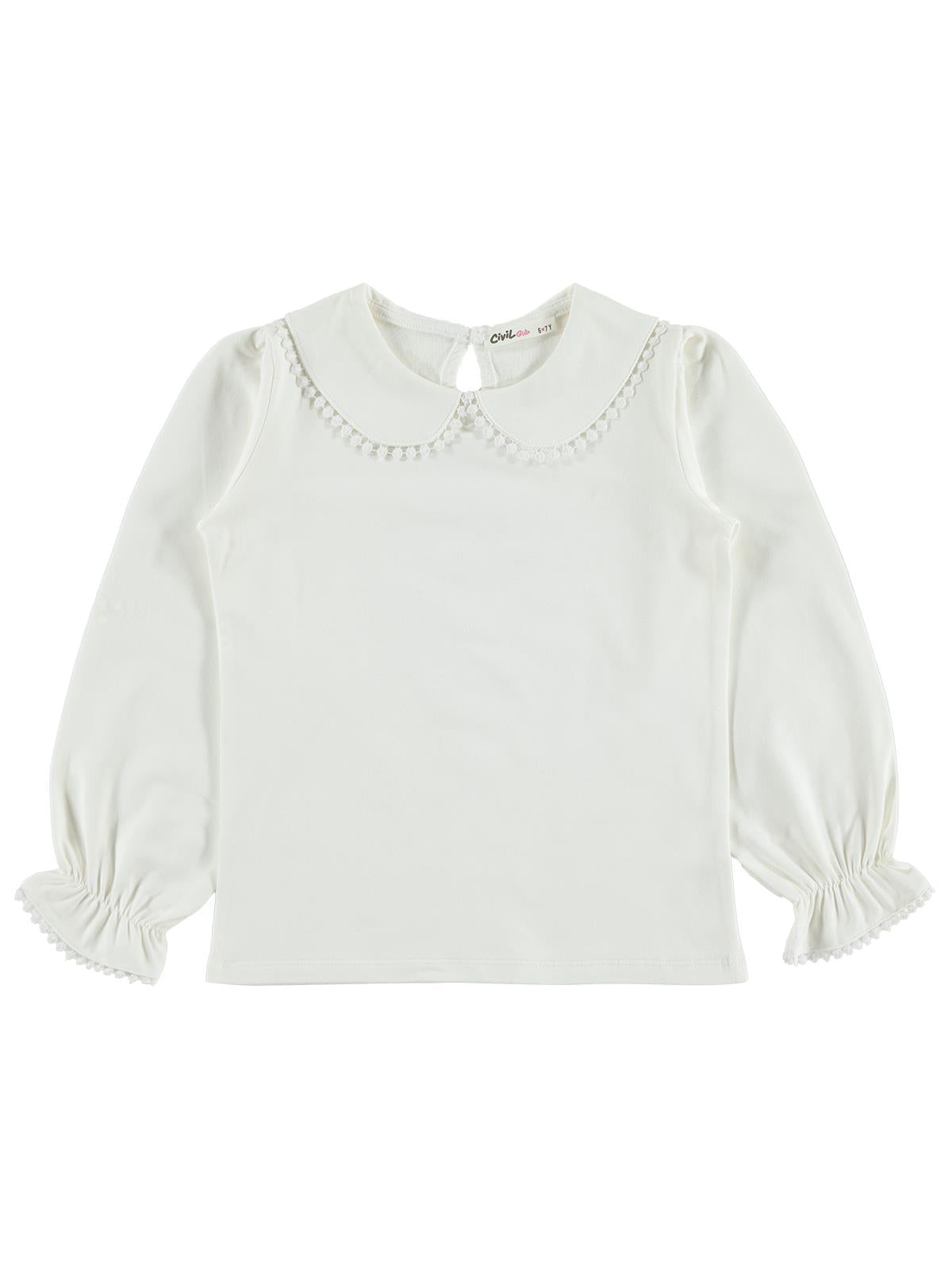 Civil Girls Dantel Şeritli 6-9 Yaş Sweatshirt - Ekru