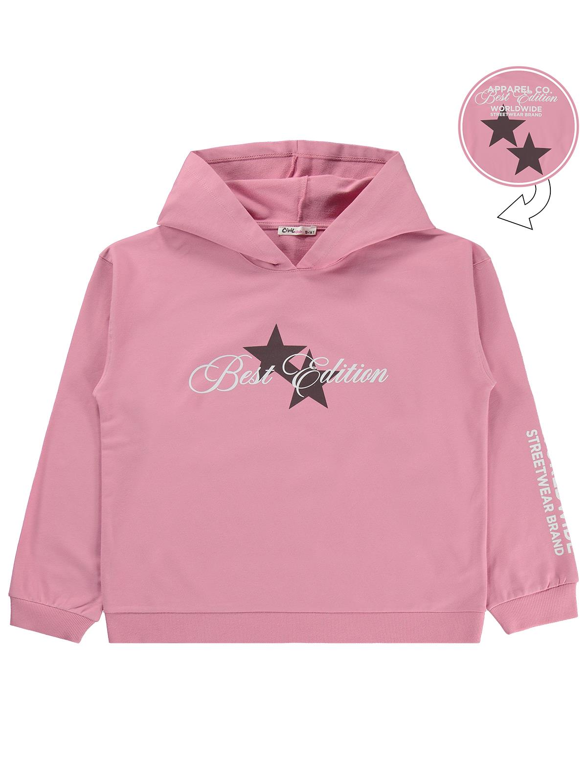 Civil Girls Yıldız Baskılı 10-13 Yaş Sweatshirt - Pembe