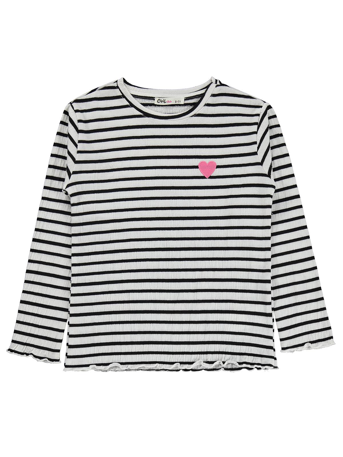 Civil Girls Çizgili 6-9 Yaş Sweatshirt - Ekru