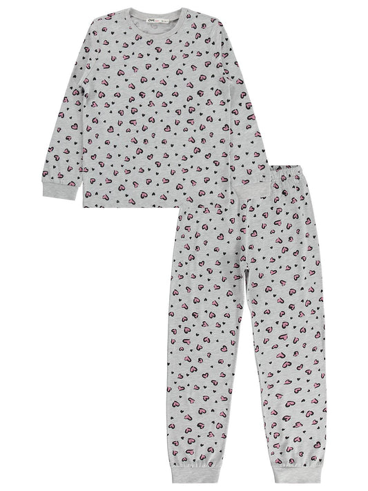 Civil Girls Leopar 10-13 Yaş Pijama Takımı - Gri
