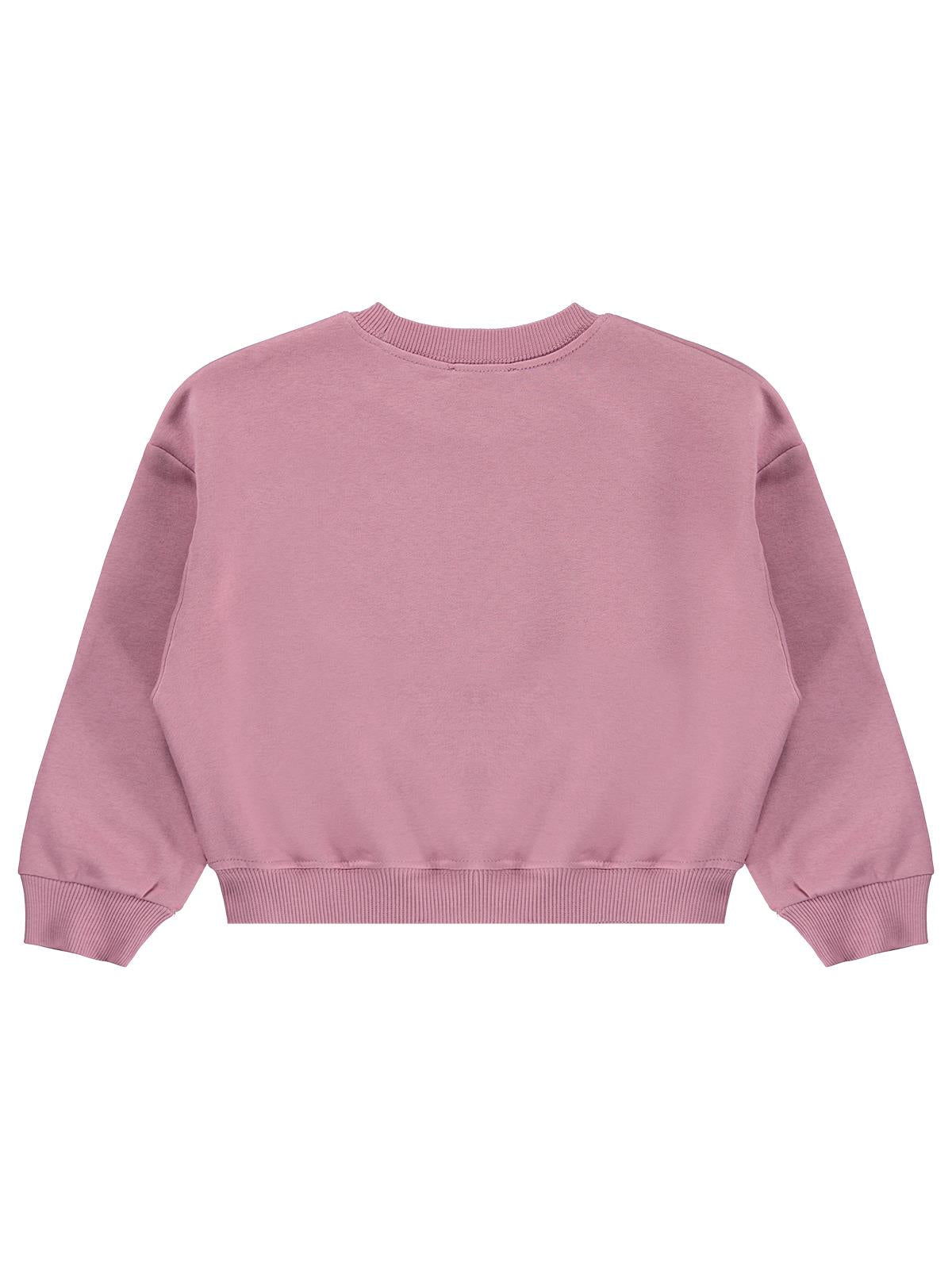 Civil Kız Çocuk Düz Sweatshirt | 3 İp Uzun Kol Bisiklet Yaka | Okul Kreş ve Günlük Kullanım - Pembe