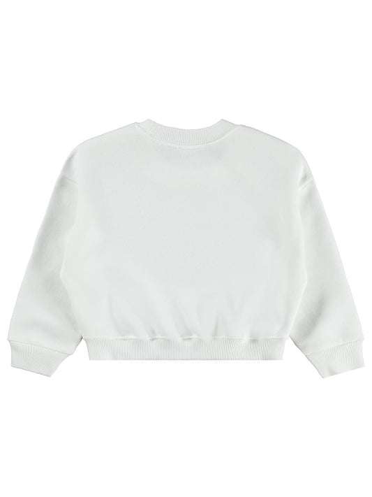Civil Kız Çocuk Düz Sweatshirt | 3 İp Uzun Kol Bisiklet Yaka | Okul Kreş ve Günlük Kullanım - Ekru