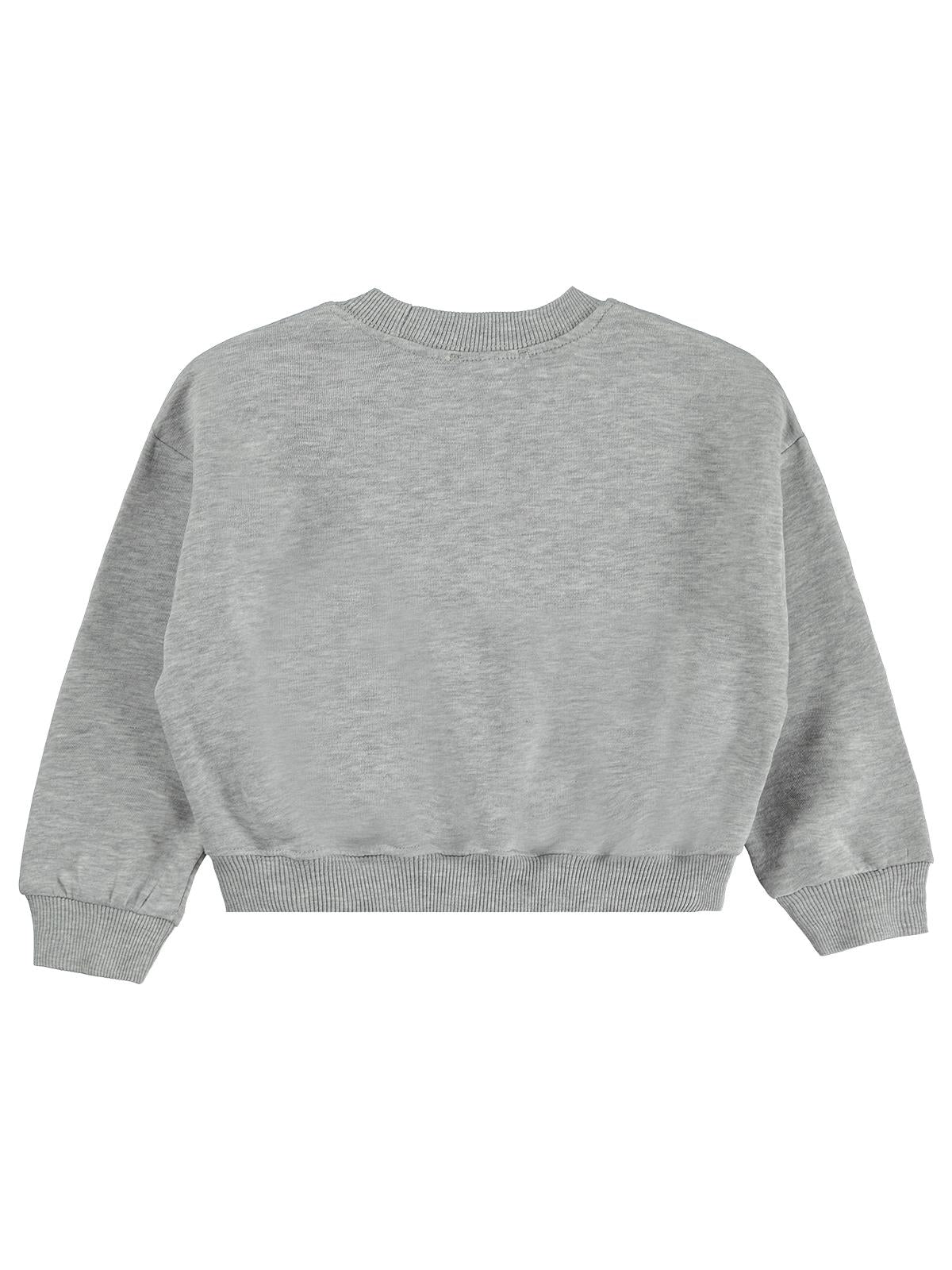 Civil Girls Kız Çocuk Düz Sweatshirt | 3 İp Uzun Kol Bisiklet Yaka | Okul Kreş ve Günlük Kullanım - Gri