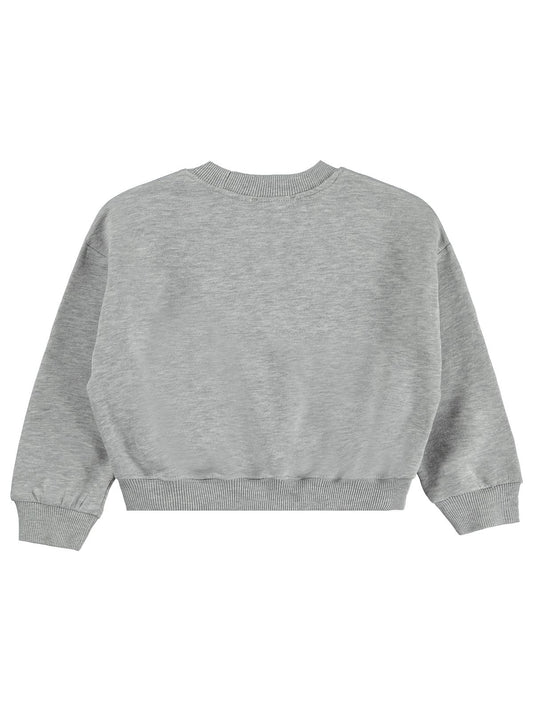 Civil Girls Kız Çocuk Düz Sweatshirt | 3 İp Uzun Kol Bisiklet Yaka | Okul Kreş ve Günlük Kullanım - Gri