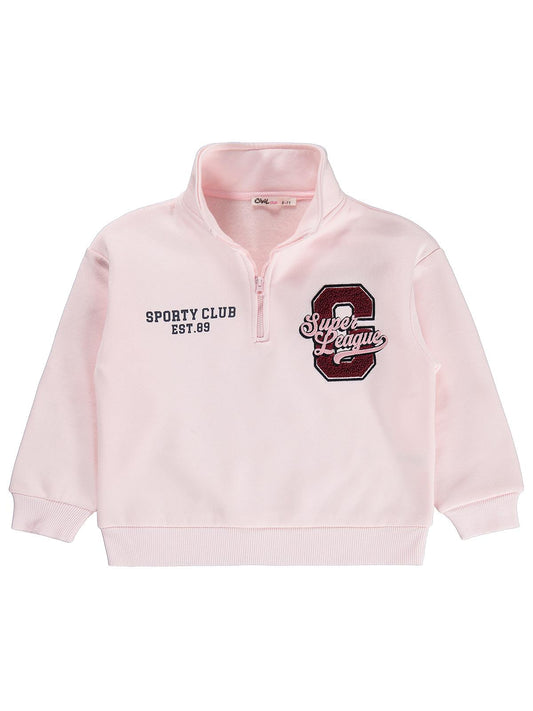 Civil Girls Fermuarlı 6-9 Yaş Sweatshirt - Pudra