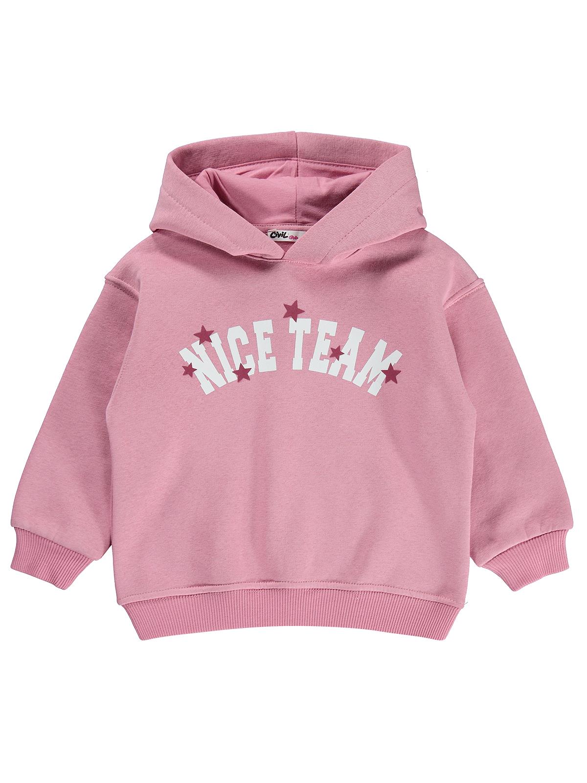 Civil Girls Nice Team Baskılı 2-5 Yaş Sweatshirt - Pembe