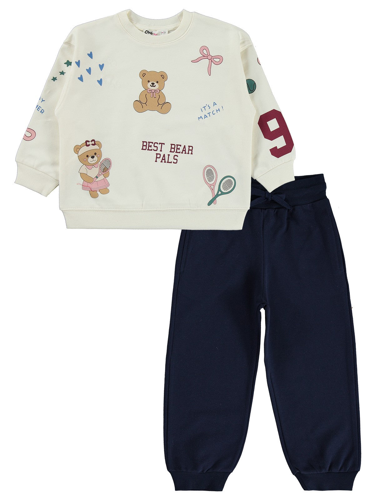 Civil Girls Best Bear 2-5 Yaş Eşofman Takımı - Ekru
