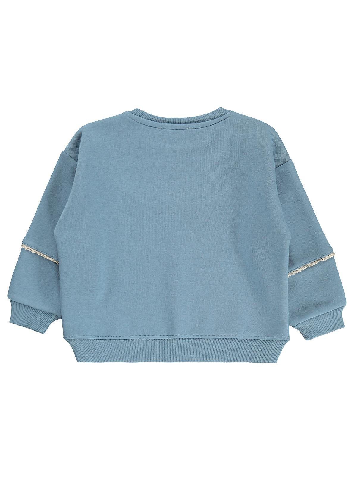 Civil Girls Çiçek Nakışlı 2-5 Yaş Sweatshirt - Mavi