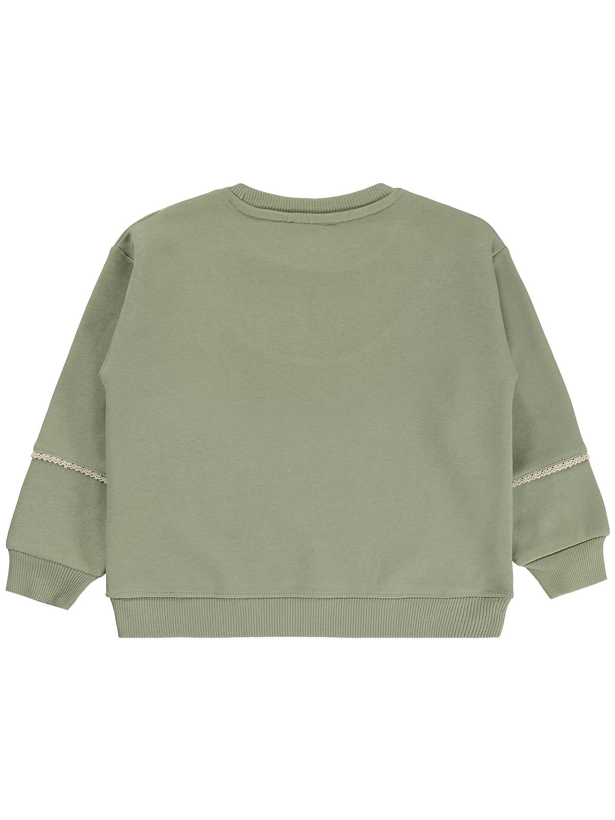 Civil Girls Çiçek Nakışlı 6-9 Yaş Sweatshirt - Haki