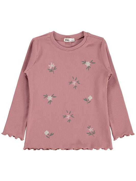 Civil Kız Çocuk Çiçek Baskılı Sweatshirt | Kaşkorse Uzun Kol | Okul Kreş ve Günlük Kullanım - Lila