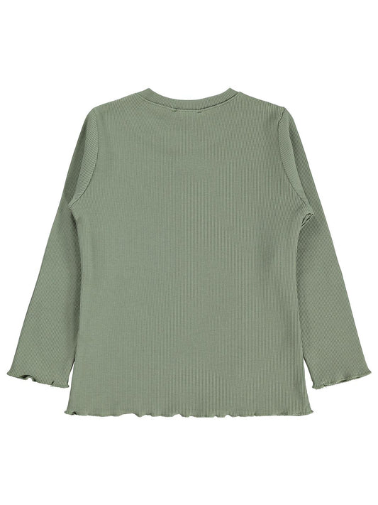 Civil Kız Çocuk Çiçek Baskılı Sweatshirt | Kaşkorse Uzun Kol | Okul Kreş ve Günlük Kullanım - Haki